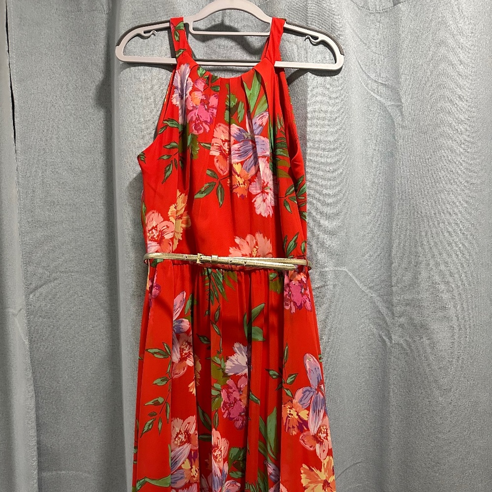 Inc belted dress floral